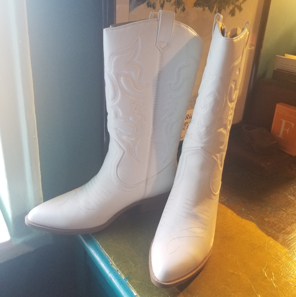 Dreampairs White Size 8 Womens Cowboy Boots
